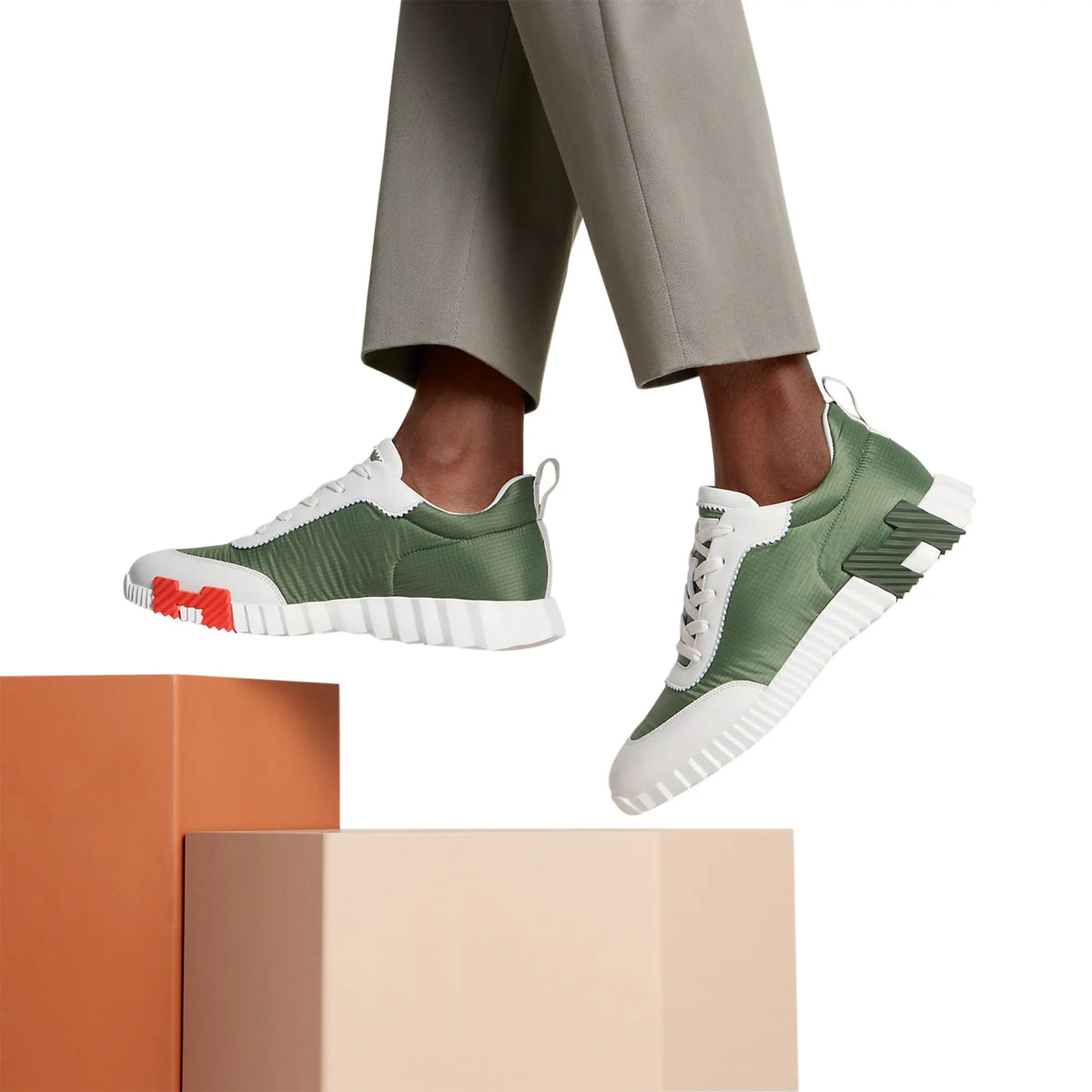 Hermes Paris Hermès Paris Ripstop Bouncing Sneaker Matcha White - Green