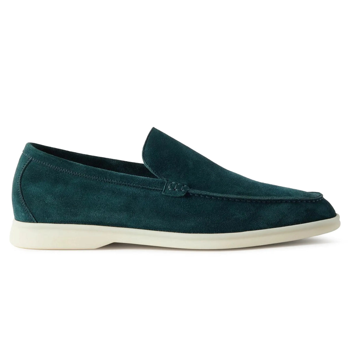 Loro Piana Summer Walk Suede Petrol Green Loafers